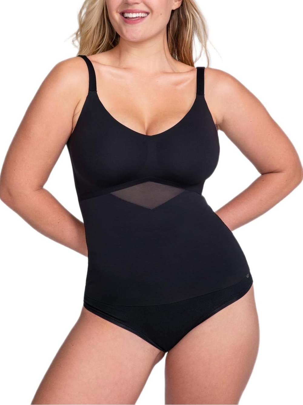 Honeylove Black Sculpting Camisole with Mesh Waist Panel